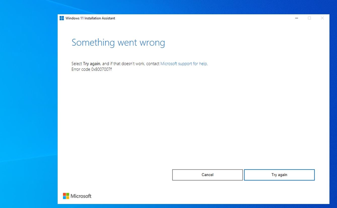 解決策：ERROR 0x8007007F Windows 11インストールアシスタントを使用する場合